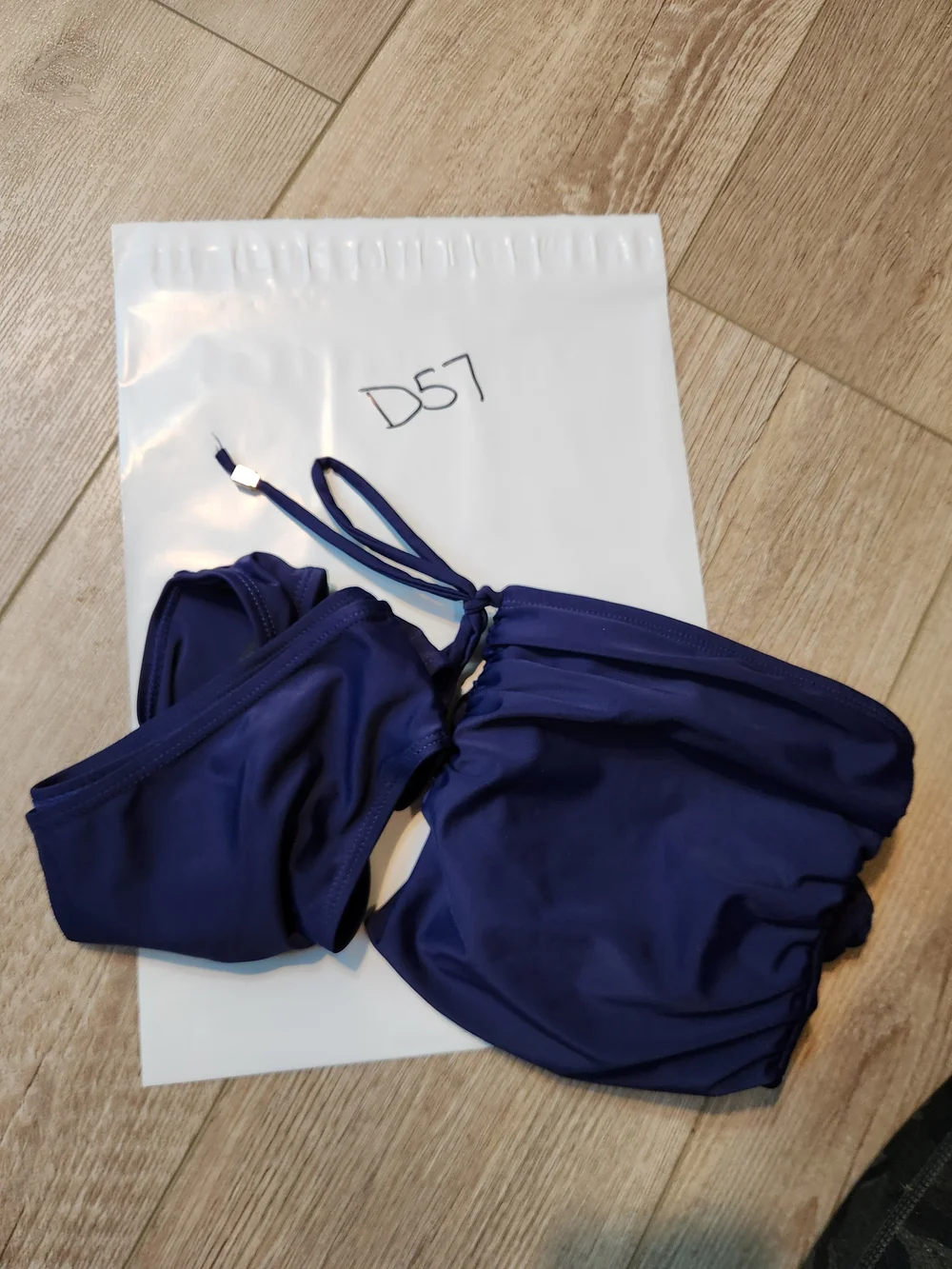 Women's Strapless Navy Blue Tankini Swim Set